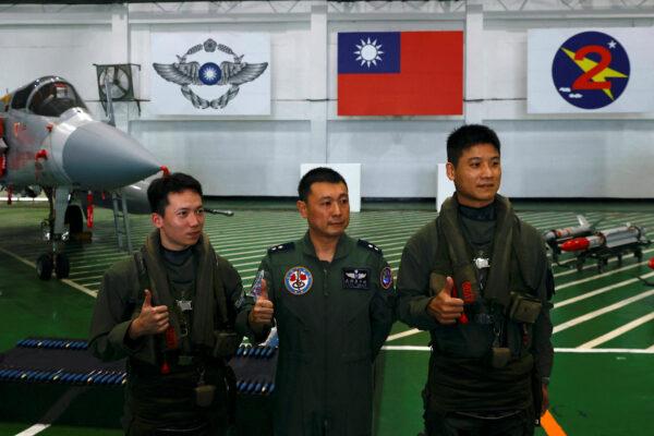 Lieutenant Colonel Wu Bong-yeng poses for a photo at an airbase in Hsinchu, Taiwan, on Jan. 11, 2023. (Ann Wang/Reuters)
