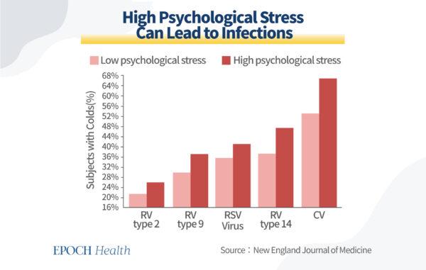Higher psychological stress leads to higher rates of respiratory infection and colds. (The Epoch Times)