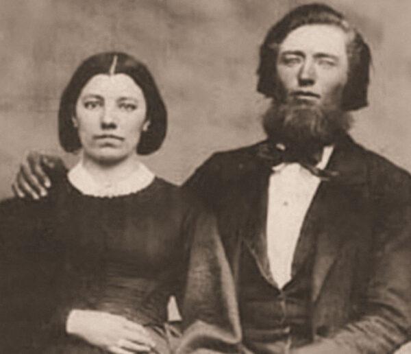 A wedding photograph of Caroline and Charles Ingalls in Concord, Wis., on Feb. 1, 1860. (Public domain)