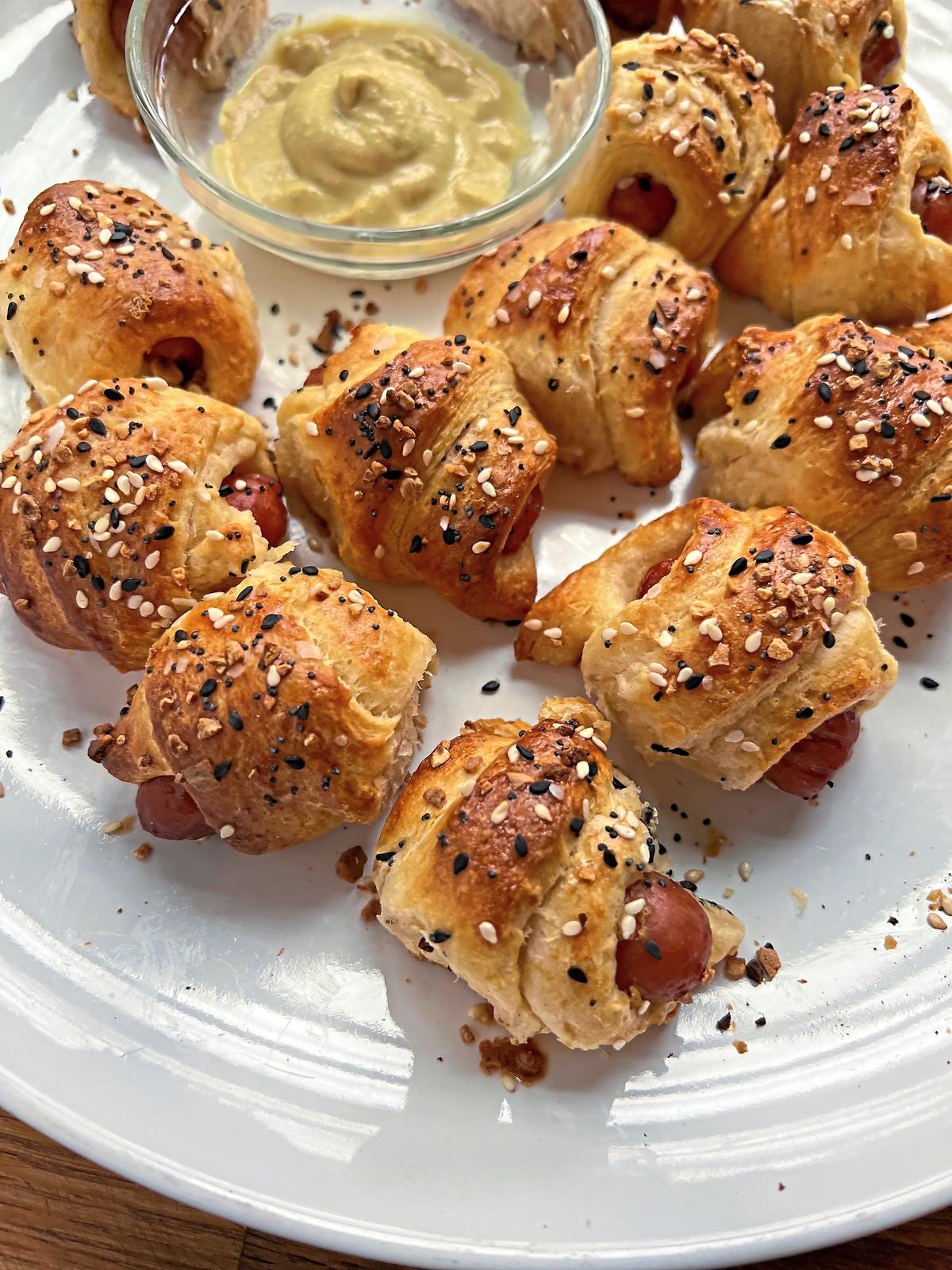 Pigs in a blanket are easy for tiny fingers to roll up, and even more fun to eat. (Gretchen McKay/Pittsburgh Post-Gazette/TNS)