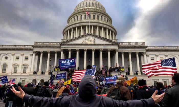 Pro-Trump protesters gather in front of the U.S. Capitol Building on Jan. 6, 2021, in Washington. (Brent Stirton/Getty Images)
