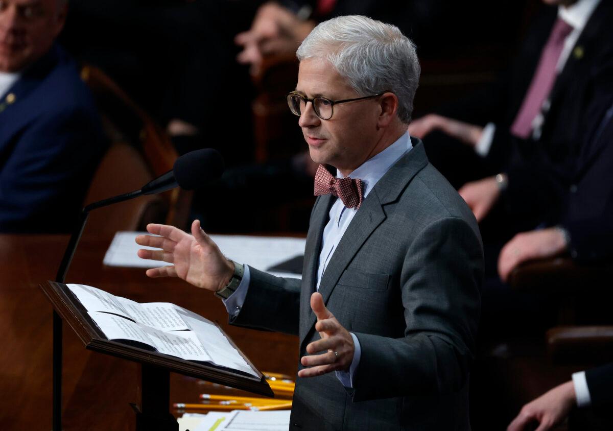 U.S. Rep.-elect Patrick McHenry (R-N.C.) delivers remarks in the House Chamber during the fourth day of voting for Speaker of the House at the U.S. Capitol Building in Washington, D.C., on Jan. 6, 2023. (Chip Somodevilla/Getty Images)