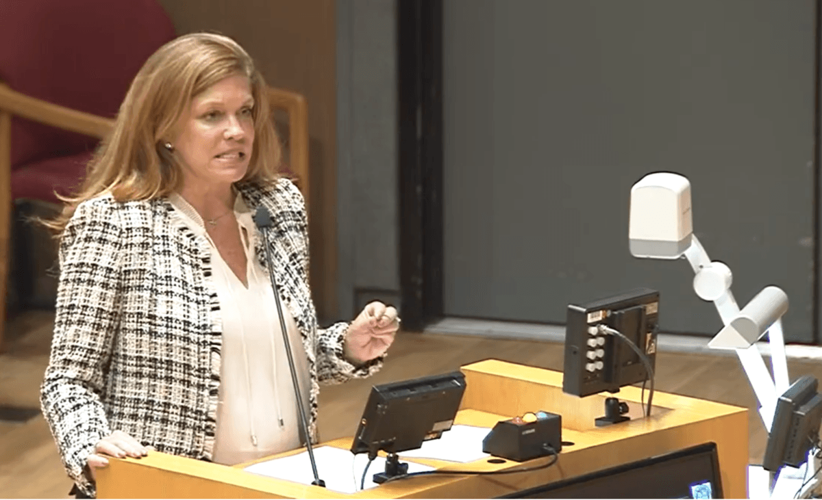 Dr. Shannae Anderson, a clinical and forensic psychologist, speaks at a school board meeting at the Conejo Valley Unified School District in Thousand Oaks, Calif., on June 14, 2022. (Screenshot via Conejo Valley Unified School District)