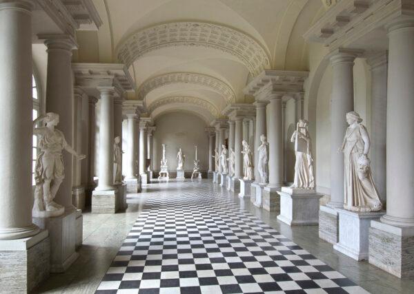 More than 200 sculptures stand among the stone doric columns in Gustav III’s Museum of Antiquities. The museum opened in 1794 to house the king’s impressive collection, and the sculptures are displayed exactly as they were then. (Alexis Daflos/Kungl. Hovstaterna)