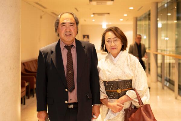 Mr. Kato Atsuo, Japanese first-class architect, attends Shen Yun Performing Arts at the Kamakura Performing Art Center with his wife in Kamakura, Japan, on Jan. 13, 2023. (Fujino Takeshi/The Epoch Times)