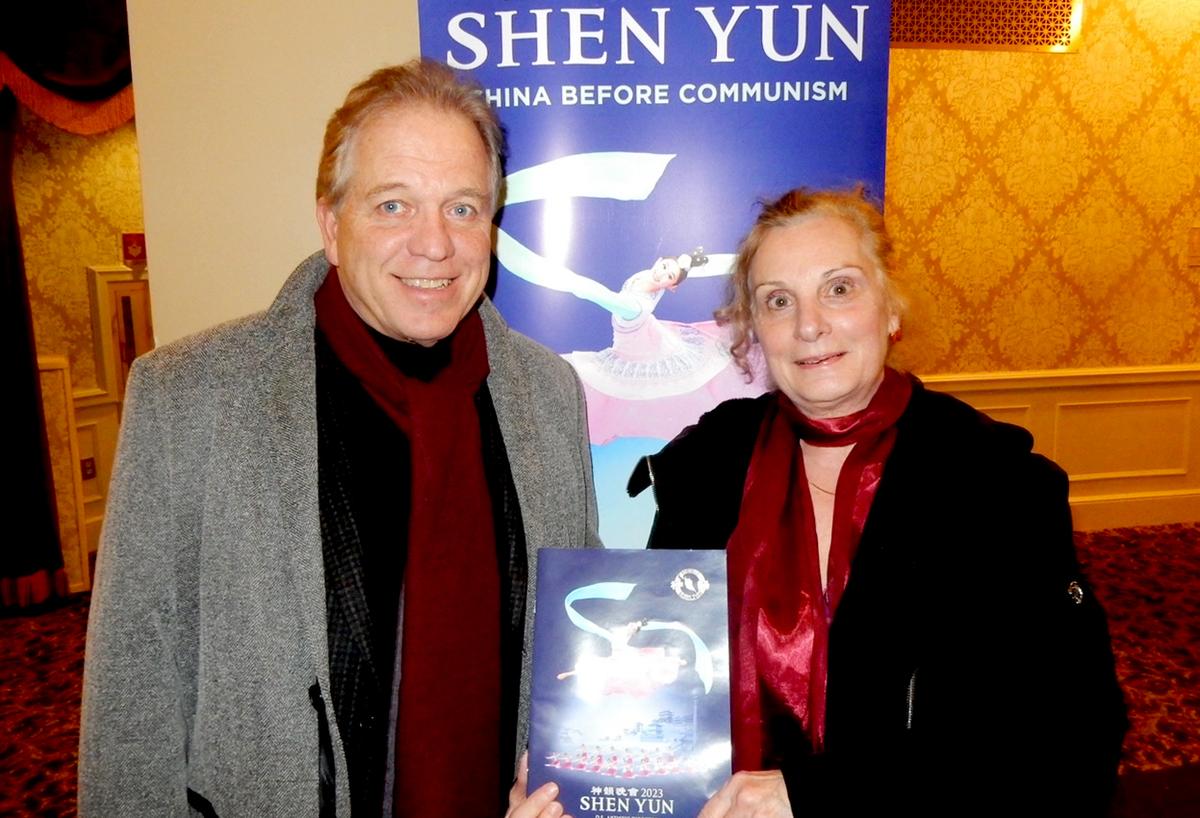 Ms. Maria Tsoutis and Mr. John Hanlon enjoyed Shen Yun Performing Arts at The Hanover Theatre, on Jan. 14, 2023. (Weiyong Zhu/The Epoch Times)