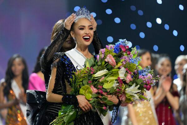 Miss USA R'Bonney Gabriel reacts as she is crowned Miss Universe during the final round of the 71st Miss Universe Beauty Pageant in New Orleans on Jan. 14, 2023. (Gerald Herbert/AP Photo)