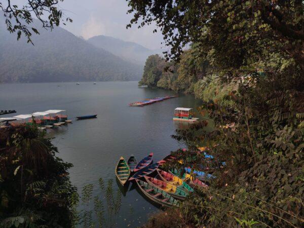 View of the lakeside in Pokhara in western Nepal on Dec. 25, 2022 (Katabella Roberts/The Epoch Times)