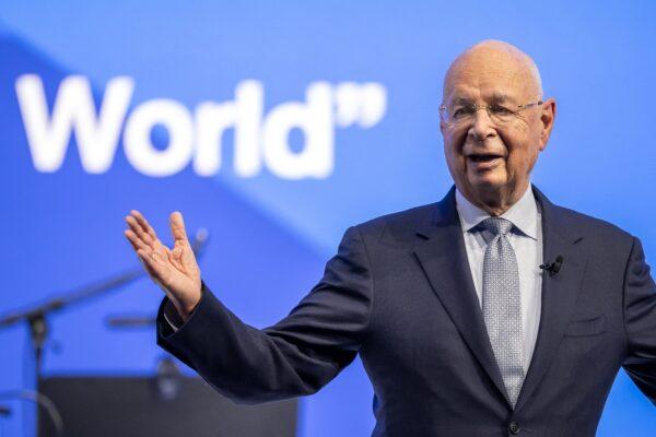 World Economic Forum founder Klaus Schwab delivers a speech during the "Crystal Award" ceremony at the World Economic Forum (WEF) annual meeting in Davos, on Jan. 16, 2023. (FABRICE COFFRINI/AFP via Getty Images)