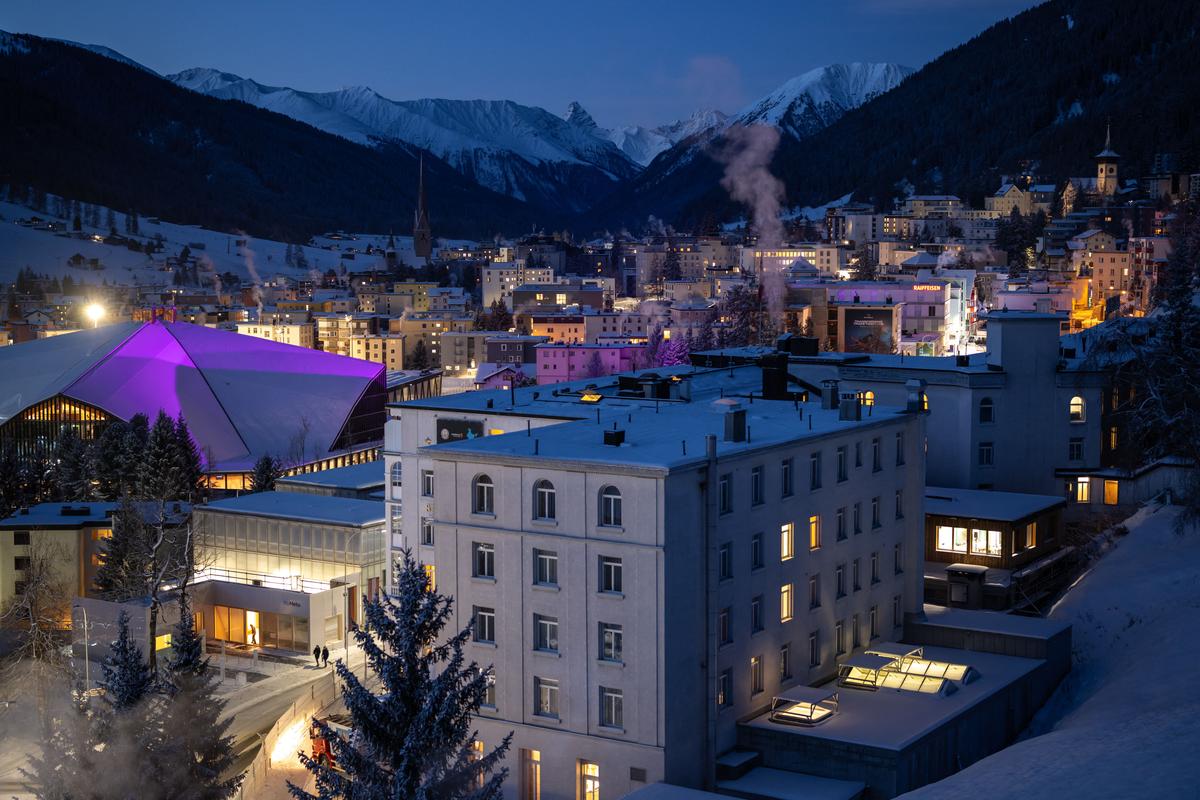 A photograph shows a general view of the resort of Davos, as the annual World Economic Forum (WEF) opens in Davos, Switzerland, on Jan. 16, 2023. (Fabrice Coffrini/AFP via Getty Images)