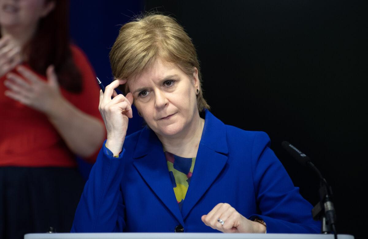 First Minister Nicola Sturgeon during a press conference on winter pressures in the NHS, at St Andrews House in Edinburgh on Jan. 16, 2023. (Lesley Martin/PA Media)