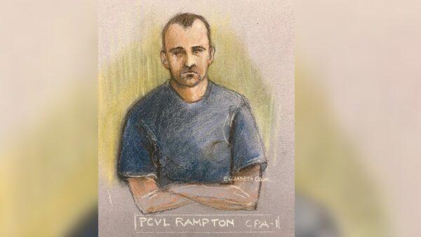A sketch of David Carrick, seen on a video link from Rampton Hospital, at a hearing at Westminster Magistrates' Court in London in November 2022. (PA)