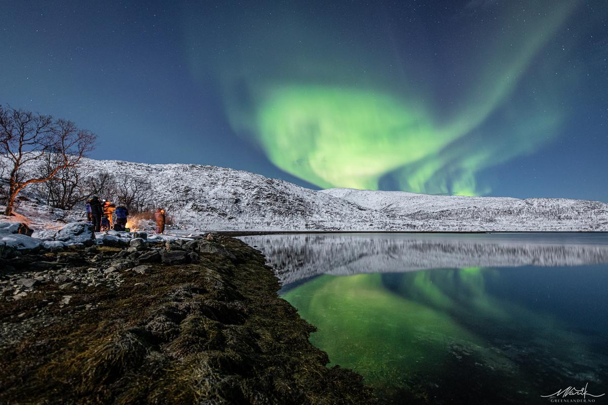 Northern lights at an expedition campsite on Dec. 10, 2022. (Courtesy of <a href="https://www.facebook.com/greenlandertromso">Markus Varik</a>)