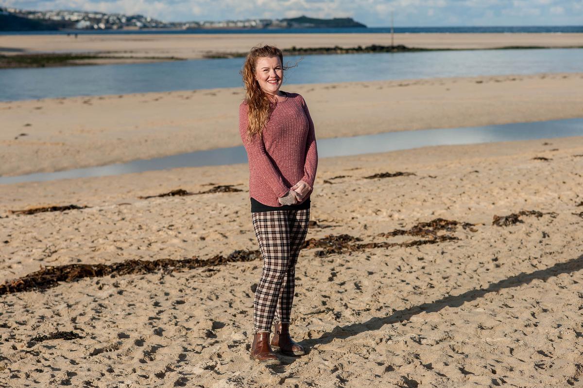 Sophie Ratcliffe pictured on the beach near her home at Hayle, in Cornwall, (Courtesy of Colin Higgs)