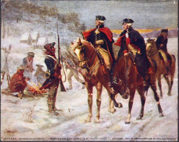 George Washington missed Gen. Potter during the winter at Valley Forge. “Washington and Lafayette at Valley Forge,” 1907, by John Ward Dunsmore. (Public domain)