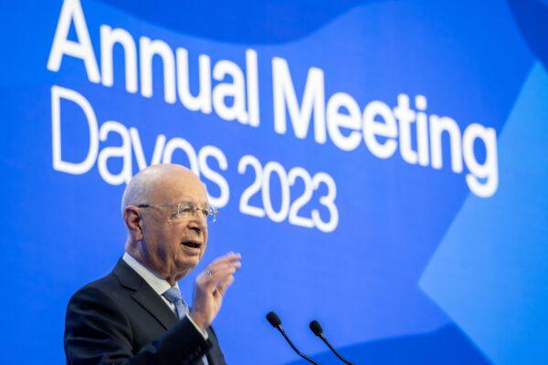 World Economic Forum (WEF) founder Klaus Schwab delivers a speech during a session of the WEF annual meeting in Davos, Switzerland, on Jan. 17, 2023. (Fabrice Coffrini/AFP via Getty Images)