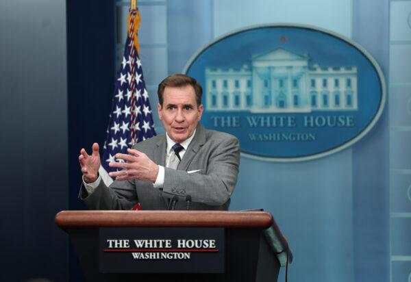 John Kirby, coordinator for Strategic Communications at the National Security Council in the White House, speaks during a press briefing at the White House on Jan. 12, 2023. (Kevin Dietsch/Getty Images)