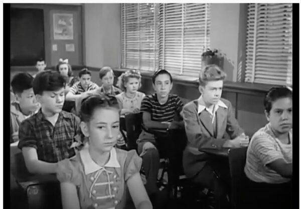 A classroom scene, in "Tomorrow, the World!" (United Artists)
