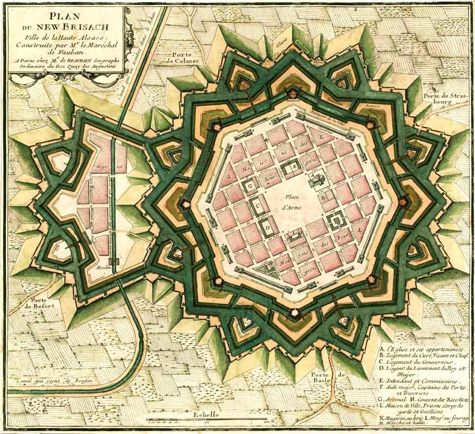 Town plan of Neuf Brisach, built on the Rhine by order of Louis XIV. (<a href="https://commons.wikimedia.org/wiki/File:Plan_citadelle_Neuf_Brisach.jpg">Public Domain</a>)