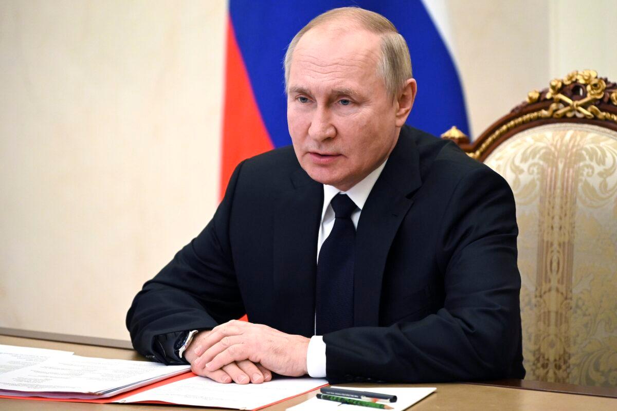 Russian President Vladimir Putin chairs a U.N. Security Council meeting via videoconference in Moscow on Dec. 21, 2022. (Pavel Byrkin, Sputnik, Kremlin Pool Photo via AP)