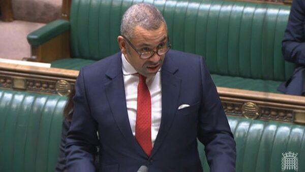 British Foreign Secretary James Cleverly making a statement to MPs following the execution of Alireza Akbari, in the House of Commons, London, on Jan. 16, 2023. (PA)