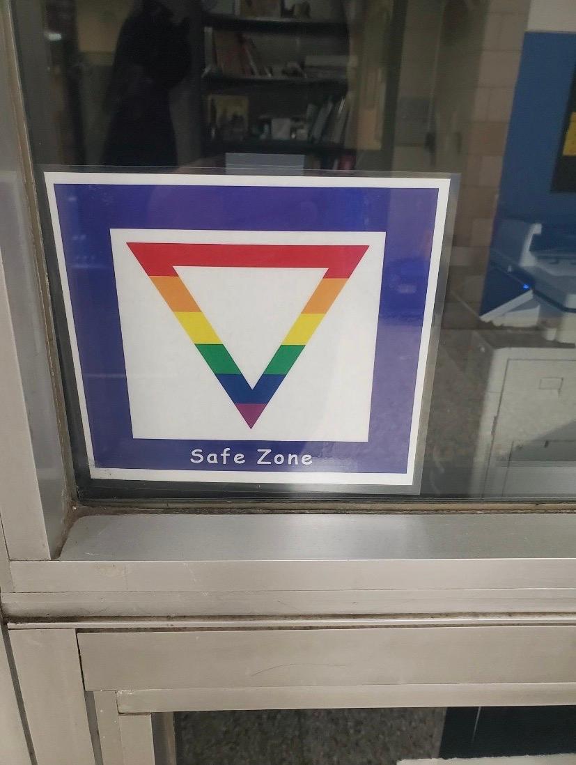 An LGBT "safe zone" designation in Long Valley Middle School in Long Valley, New Jersey. (Courtesy of John Holly)