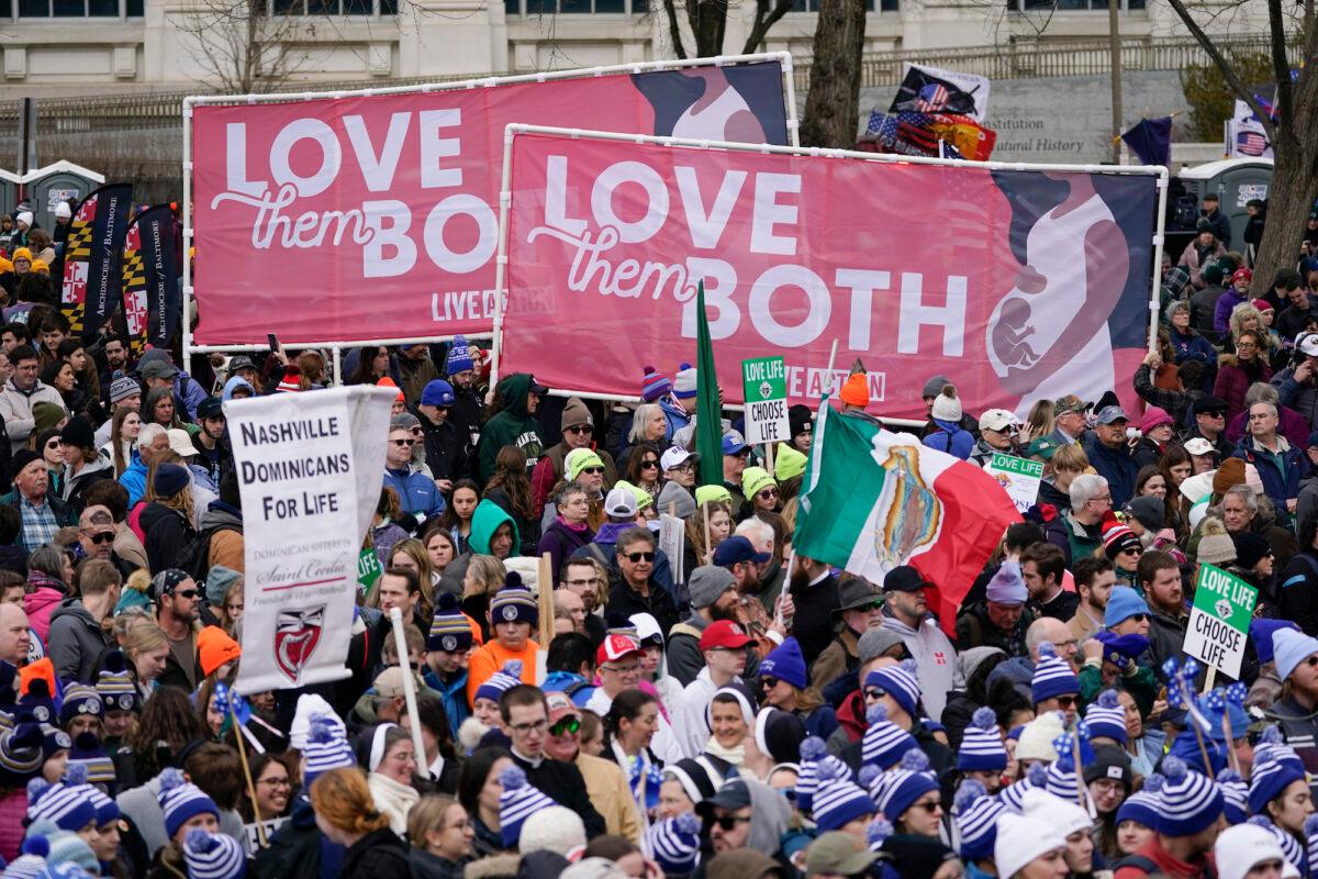 People participate in the March for Life rally in Washington on Jan. 20, 2023. (AP Photo/Patrick Semansky)