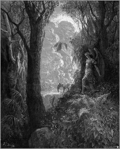 “A happy rural seat of various view” (IV. 247), 1866, by Gustav Doré for John Milton’s “Paradise Lost.” Engraving. (Public Domain)