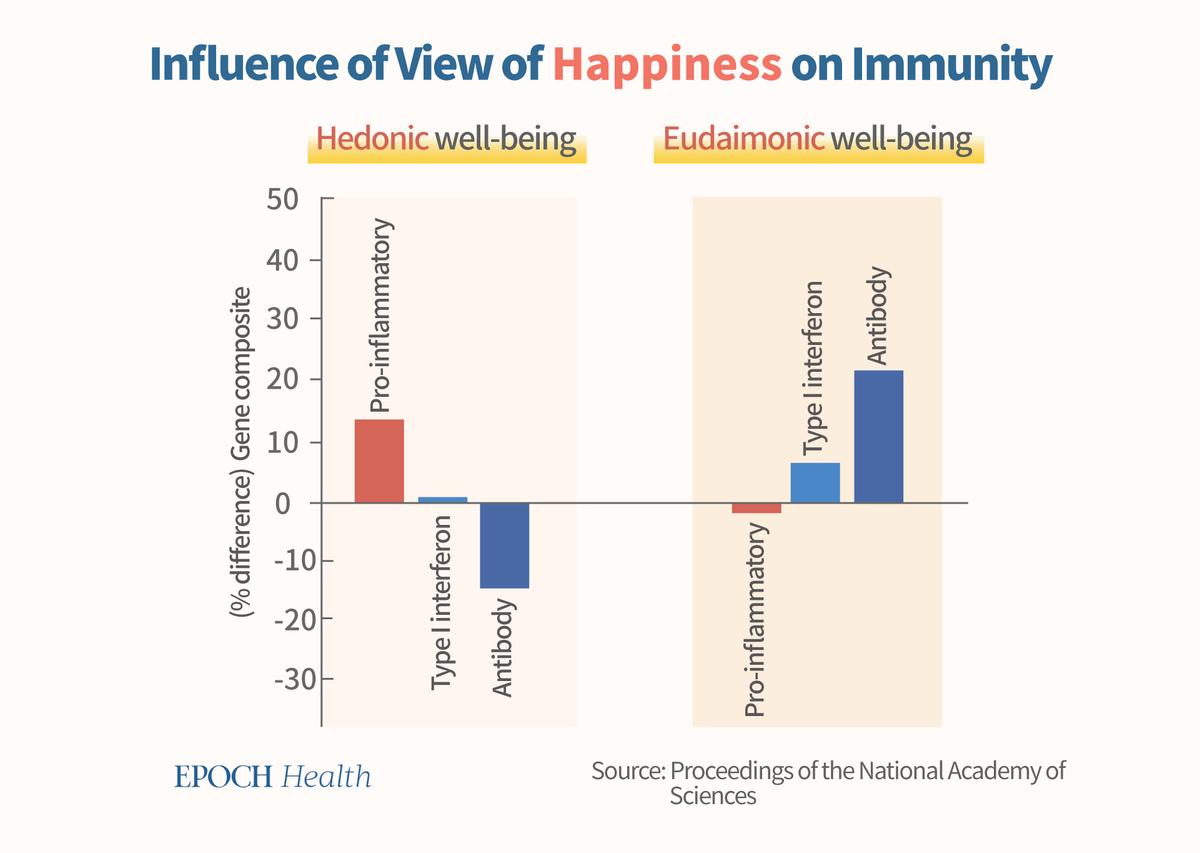 The impact of hedonic and eudaimonic well-being on immunity. (The Epoch Times)
