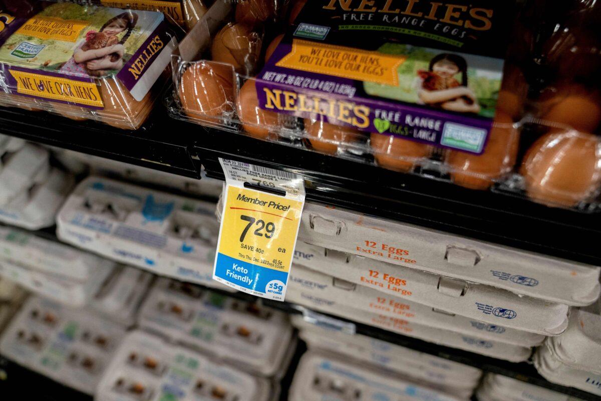 Eggs in a grocery store in Washington on Jan. 19, 2023. (Stefani Reynolds/AFP via Getty Images)