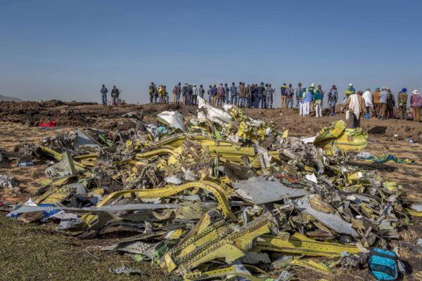 Wreckage is piled at the crash scene of Ethiopian Airlines flight ET302 near Bishoftu, Ethiopia, on March 11, 2019. (Mulugeta Ayene/AP Photo)