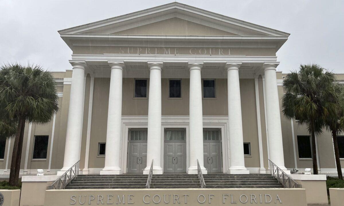 The Florida Supreme Court building in Tallahassee, Fla., on Jan. 22, 2023. (Nanette Holt/the Epoch Times)