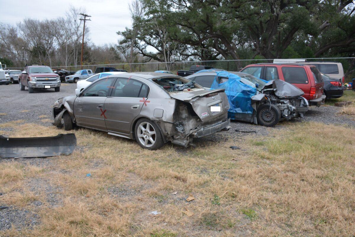 Jason Landry's dark gray 2003 Nissan Altima was towed to an impound lot after it was found abandoned on Dec. 14, 2020, in Luling, Texas. (Courtesy of Abel Peña)