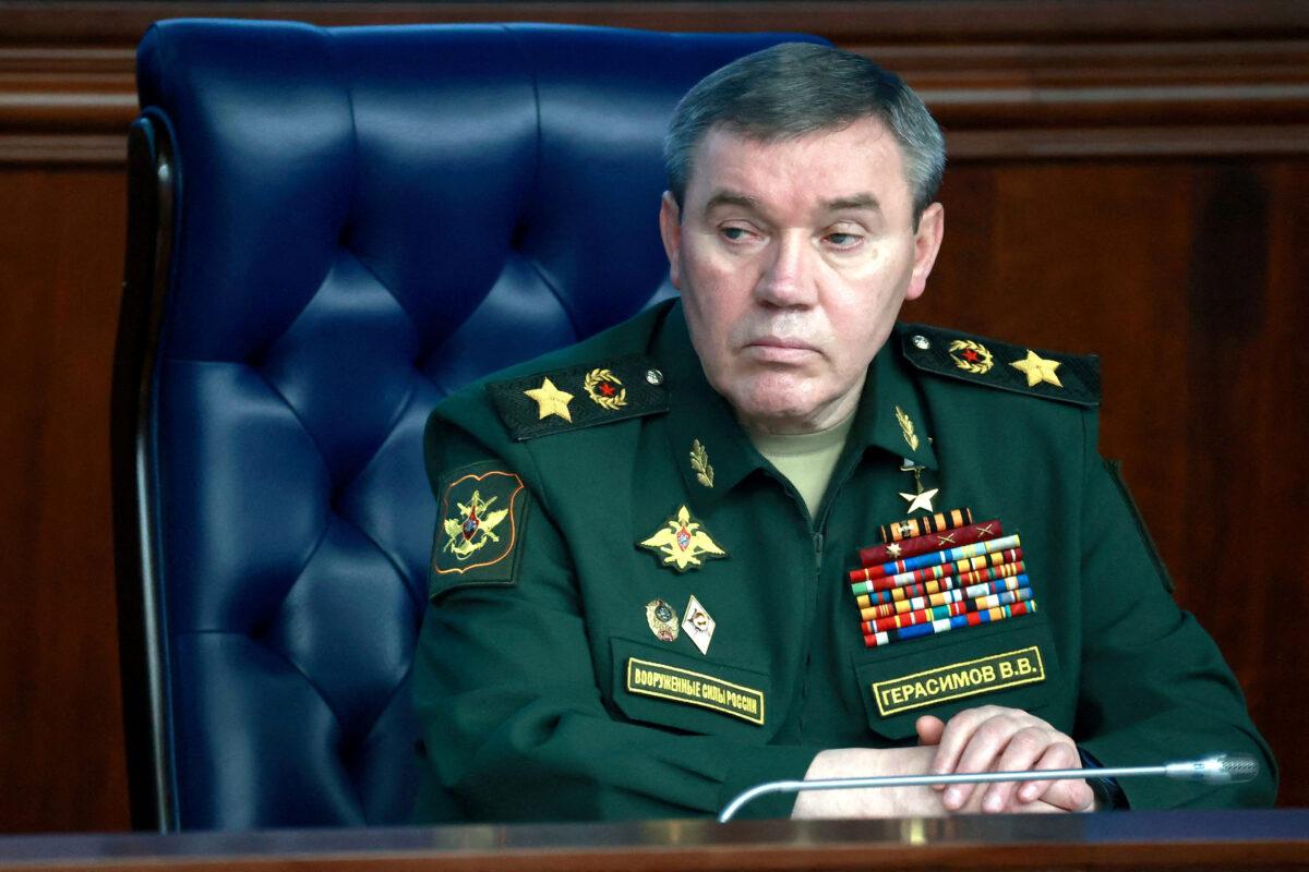 Chief of the General Staff of Russian Armed Forces Gen. Valery Gerasimov attends an annual meeting of the Defence Ministry Board in Moscow on Dec. 21, 2022. (Sergei Fadeichev/Sputnik via Reuters)