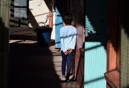 A child is seen at the Alice Springs Women's Shelter, in Australia, on May 27, 2016. (AAP Image/Dan Peled)