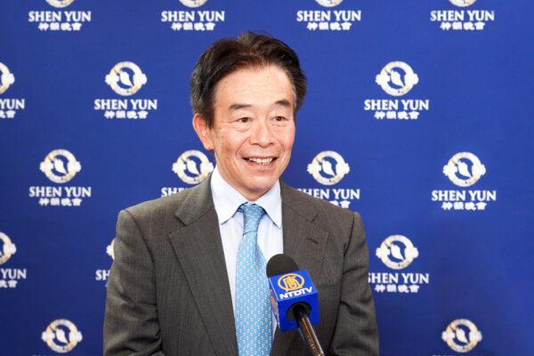 Mr. Noguti Fuzio, the director of an aluminum manufacturer, attends Shen Yun Performing Arts at the Shinjuku Bunka Center in Tokyo, Japan, on Jan. 24, 2023. (Annie Gong/The Epoch Times)