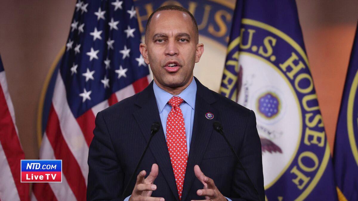House Minority Leader Hakeem Jeffries (D-NY) answers questions during a press conference at the U.S. Capitol in Washington on Jan. 12, 2023. (Win McNamee/Getty Images)