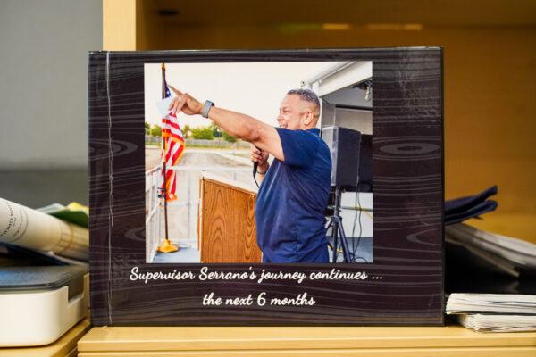 A photo album in Supervisor George Serrano's office in the Town of Wallkill, N.Y., on Jan. 11, 2023. (Cara Ding/The Epoch Times)