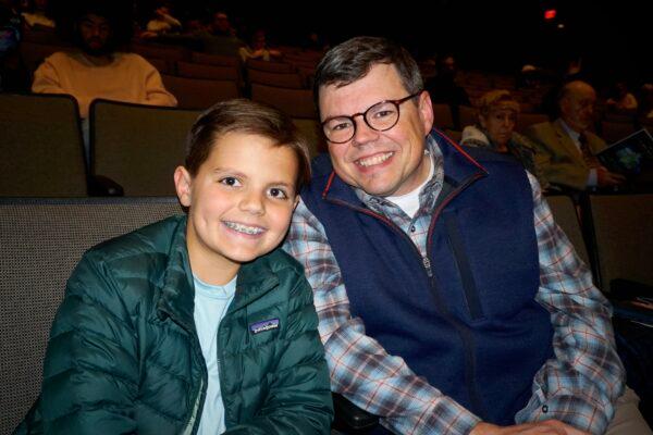 Dr. Paul Tabereaux and his son Charles enjoyed Shen Yun Performing Arts at the Von Braun Center in Huntsville, Alabama, on Jan. 25, 2023. (Yawen Hung/The Epoch Times)