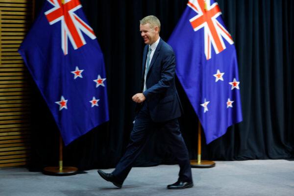New Zealand Prime Minister Chris Hipkins departs after a post-cabinet press conference at Parliament in Wellington, New Zealand, on Jan. 25, 2023. (Hagen Hopkins/Getty Images)