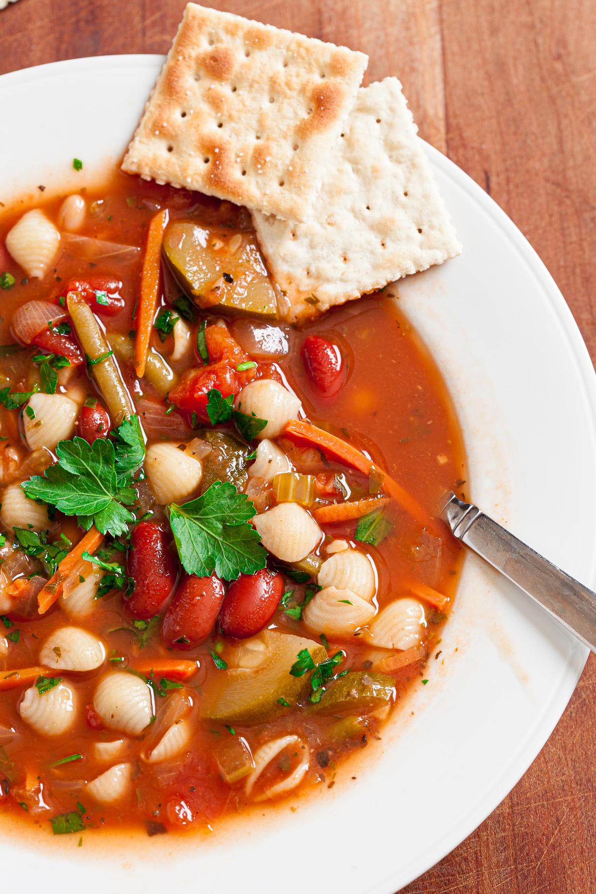This minestrone soup is fabulous as it is, but feel free to vary it up based on what you have on hand. (Courtesy of Amy Dong)