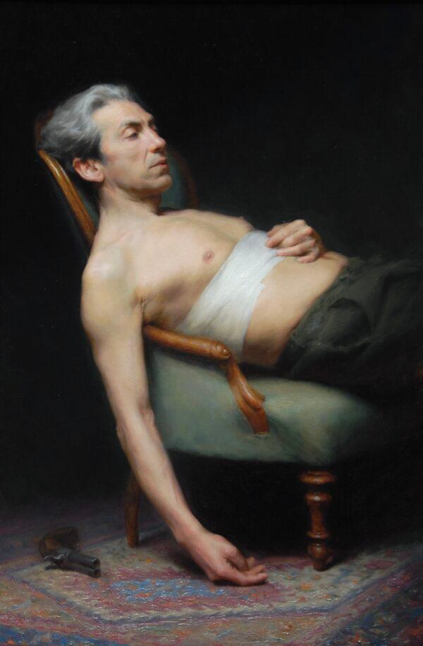 In Louis Szapary's painting "After the Duel," we see the aftermath of the event—a wounded man full of regret. French neoclassical painter Jacques-Louis David's painting "The Death of Marat" directly influenced Szapary's choice of pose for the man in the painting. Szapary, a graduate and former teacher of the Florence Academy of Art, is constantly inspired by the old masters and others who follow the realist tradition of painting. First place in the Fully From Life category: “After the Duel,” 2021, by Louis Szapary (Austria). Oil on canvas; 47 inches by 31 1/4 inches. (Courtesy of the Art Renewal Center)