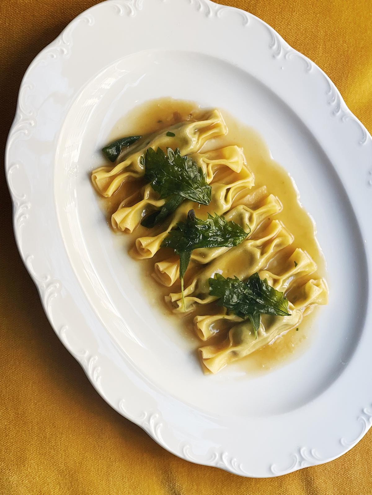 Pasta, such as this wild nettle caramelle, is made in-house. (Lucianna McIntosh)