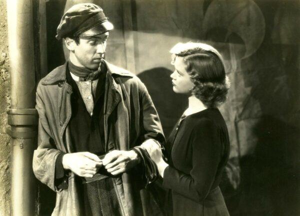 Chico (James Stewart, L) rescues Diane (Simone Simon) from prostitution, in "Seventh Heaven." (20th Century Fox)