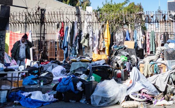 A homeless encampment in Los Angeles, Calif., on Jan 27, 2023. (John Fredricks/The Epoch Times)