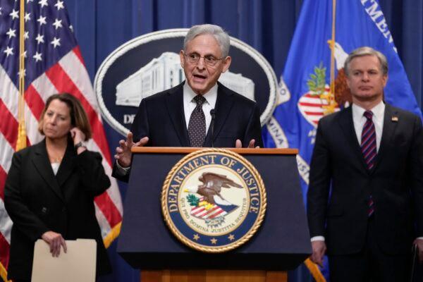 Attorney General Merrick Garland speaks during a press conference at the Department of Justice in Washington on Jan. 27, 2023. (Carolyn Kaster/AP Photo)