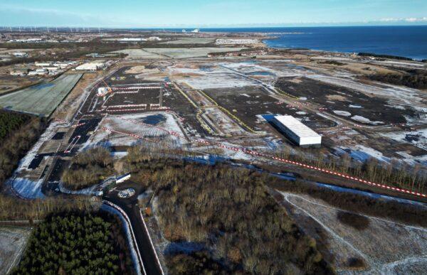 The former industrial site that had been allocated for the Britishvolt factory in Cambois near Blyth, England, on Jan. 17, 2023. (PA)