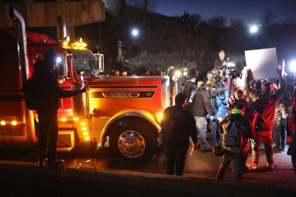 Demonstrators block traffic protesting the death of Tyre Nichols in Memphis, Tenn., on Jan. 27, 2023. (Scott Olson/Getty Images)