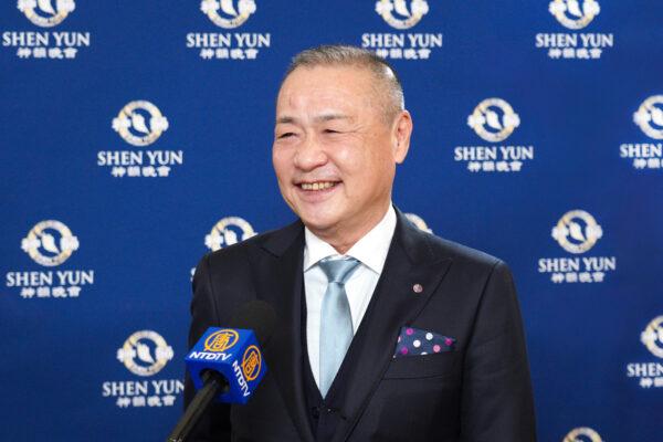 Mr. Nakamoto Tomonori is the president of an anti-vibration system installation company, attends Shen Yun Performing Arts at the Aichi Prefectural Art Theater in Nagoya, Japan, on Jan. 27, 2023. (Annie Gong/The Epoch Times)