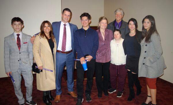 David Murchison (back 3rd R) and his family enjoyed Shen Yun Performing Arts at William Saroyan Theatre, on Jan. 28, 2023. (Lily Yu/The Epoch Times)